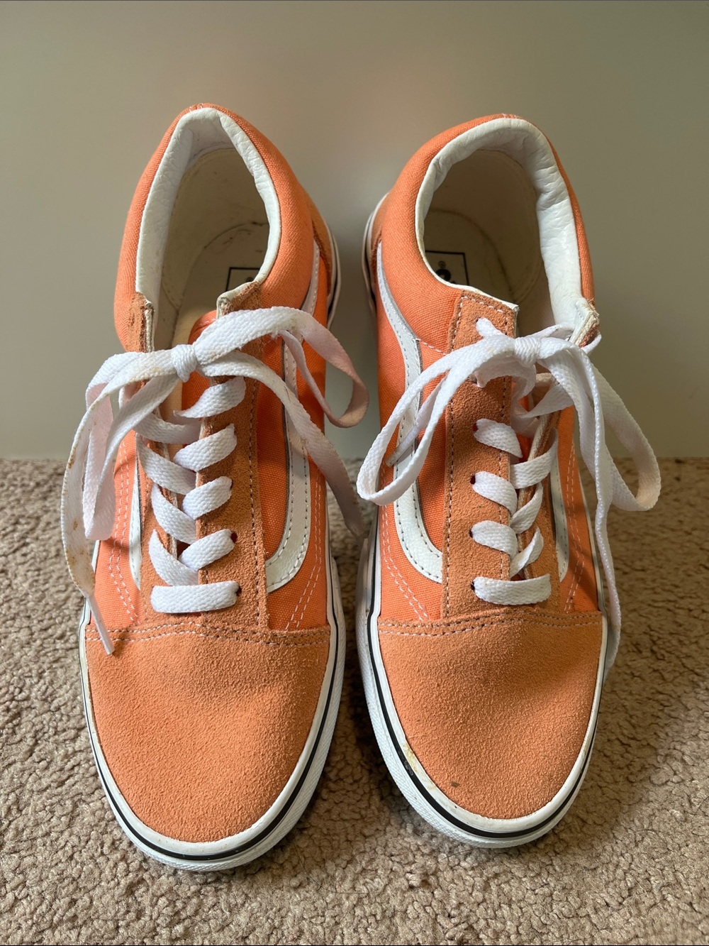 Vans Orange Old Skool Shoes with White Stripe
